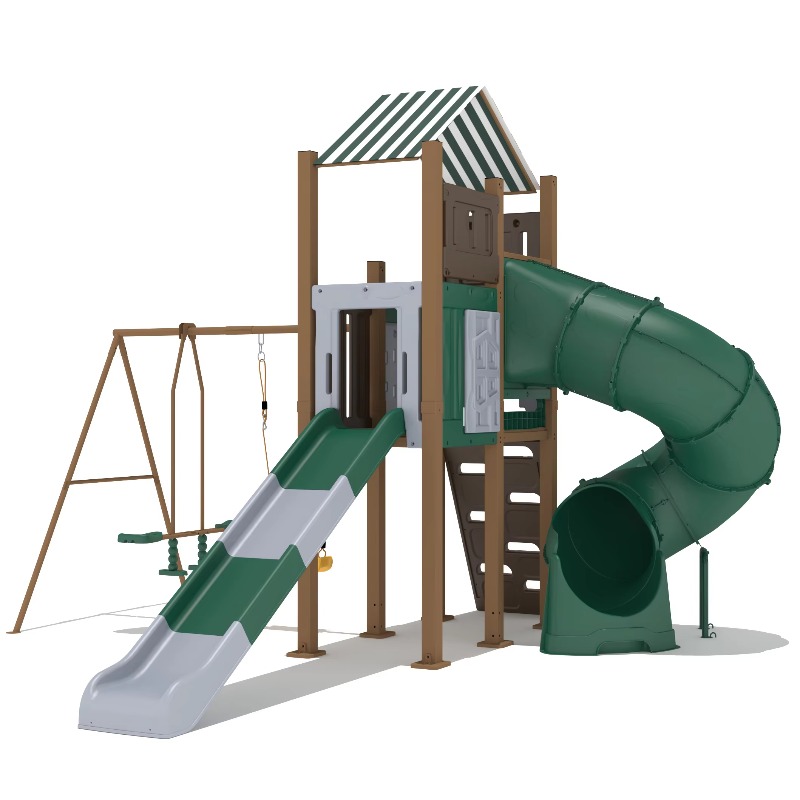 Kids Outdoor Wooden Playhouse - Eco Friendly Kids Slide Plastic Indoor