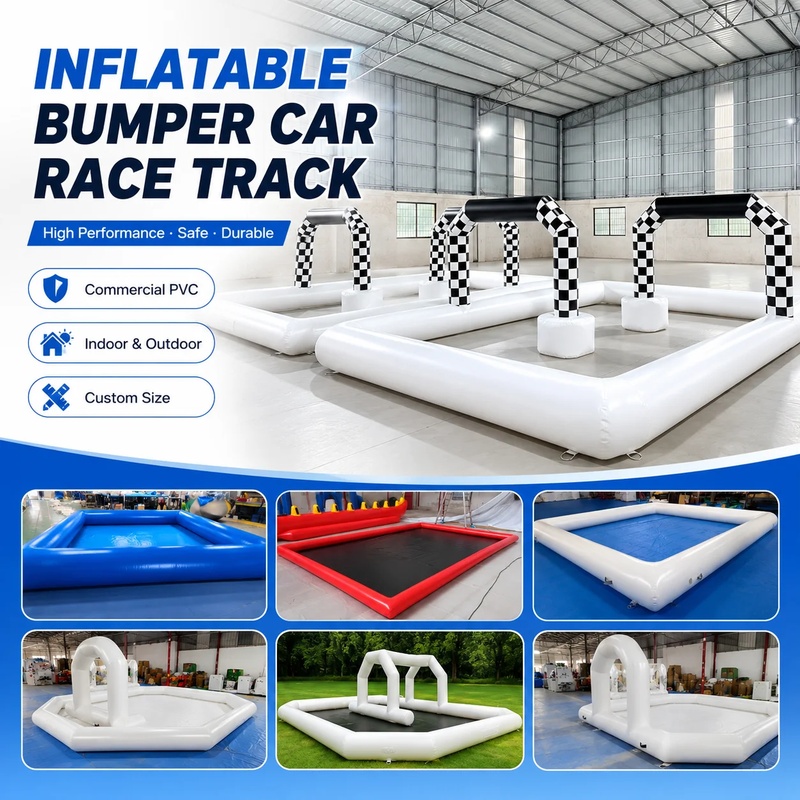 Kids Outdoor Car - White Black Inflatable Race Track Bumper