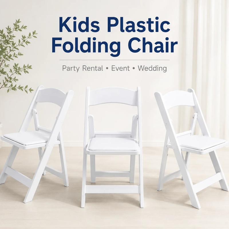 Kids Outdoor Folding Chair - White Kids Plastic Foldable Events Party