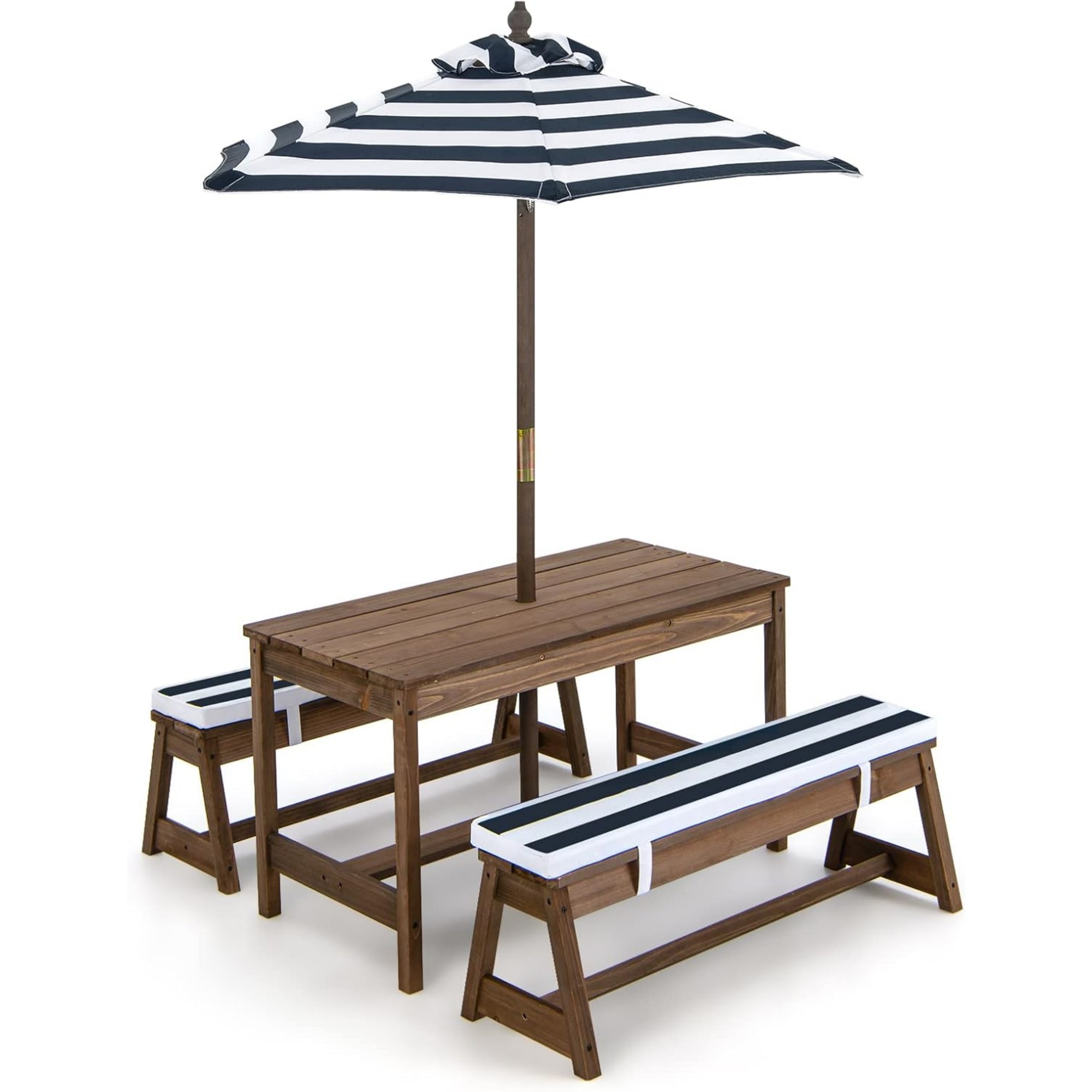 Kids Outdoor Wooden Table - Kids Picnic Table with Umbrella Foldable,