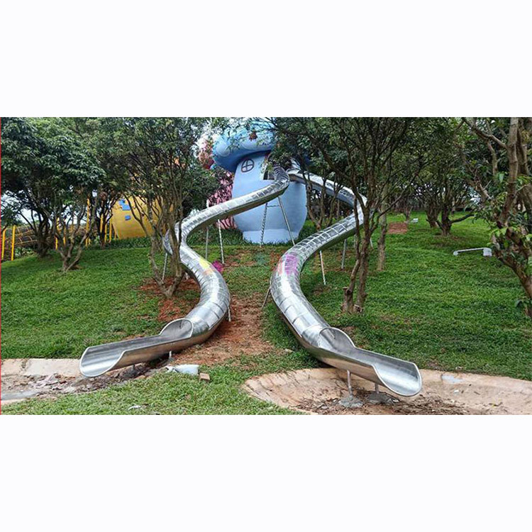 Kids Outdoor Wooden Playhouse - Large Outdoor Stainless Steel Water Slide,