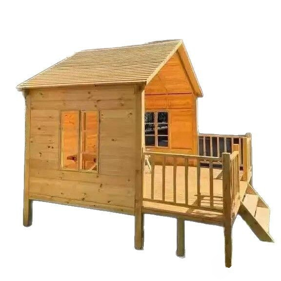 Kids Outdoor Wooden Playhouse - Outdoor Movable Assembly Homestay Tree House