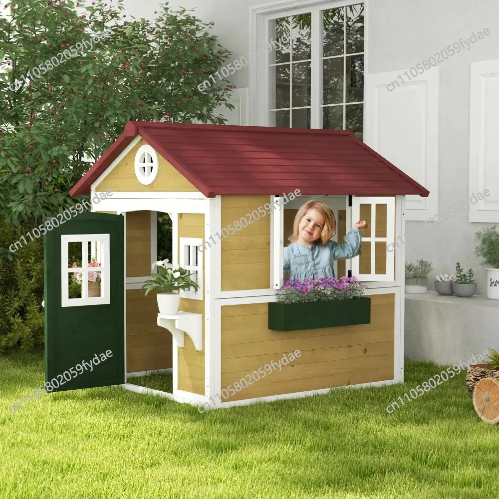 Outdoor Kids Playhouse, Wooden - đánh giá và giá Kids Outdoor Wooden Playhouse