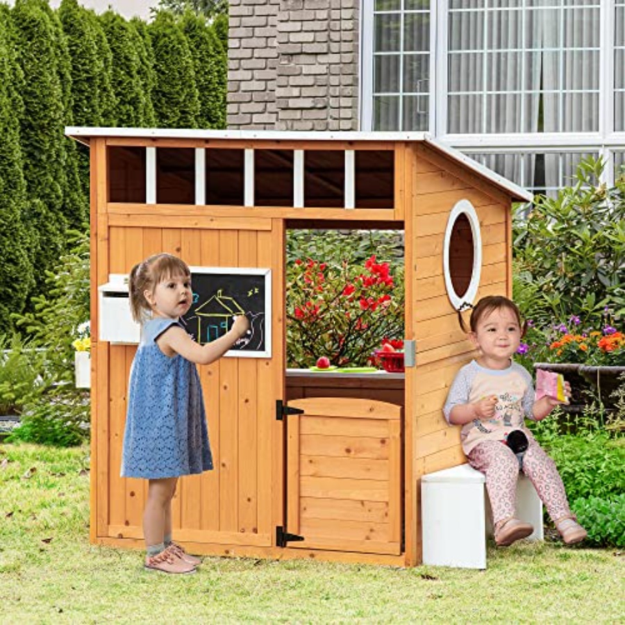 Outdoor Wooden Playhouse For K - đánh giá và giá Kids Outdoor Wooden Playhouse
