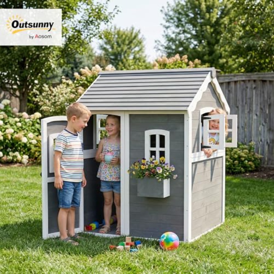 Outdoor wooden playhouse for k - đánh giá và giá Kids Outdoor Wooden Playhouse