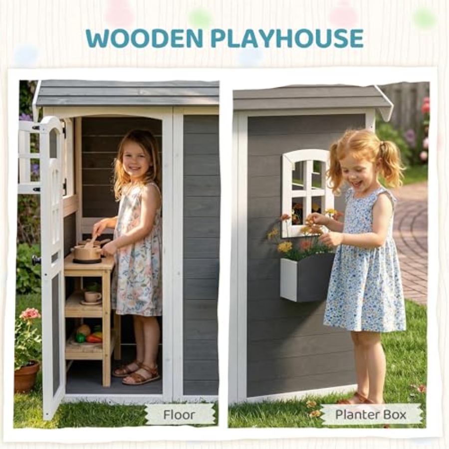 Outdoor wooden playhouse for k - đánh giá và giá Kids Outdoor Wooden Playhouse