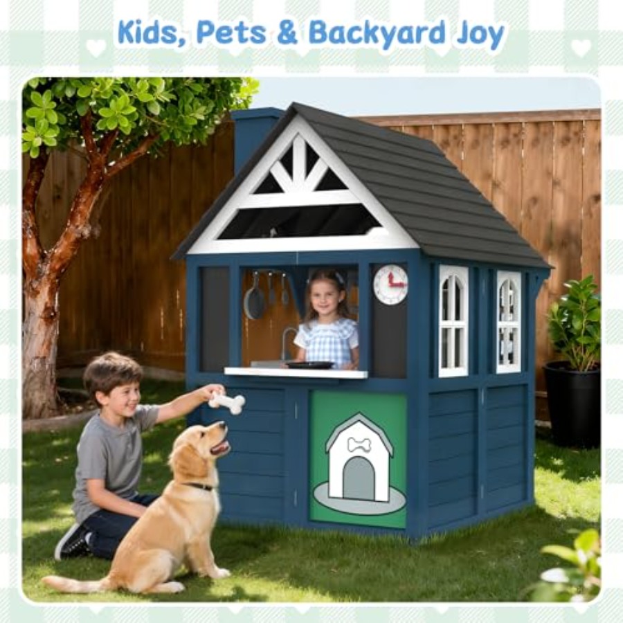 Outdoor kids playhouse: wooden - đánh giá và giá Kids Outdoor Wooden Playhouse