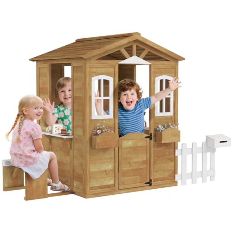 Outdoor playhouse for kids age - đánh giá và giá Kids Outdoor Wooden Playhouse