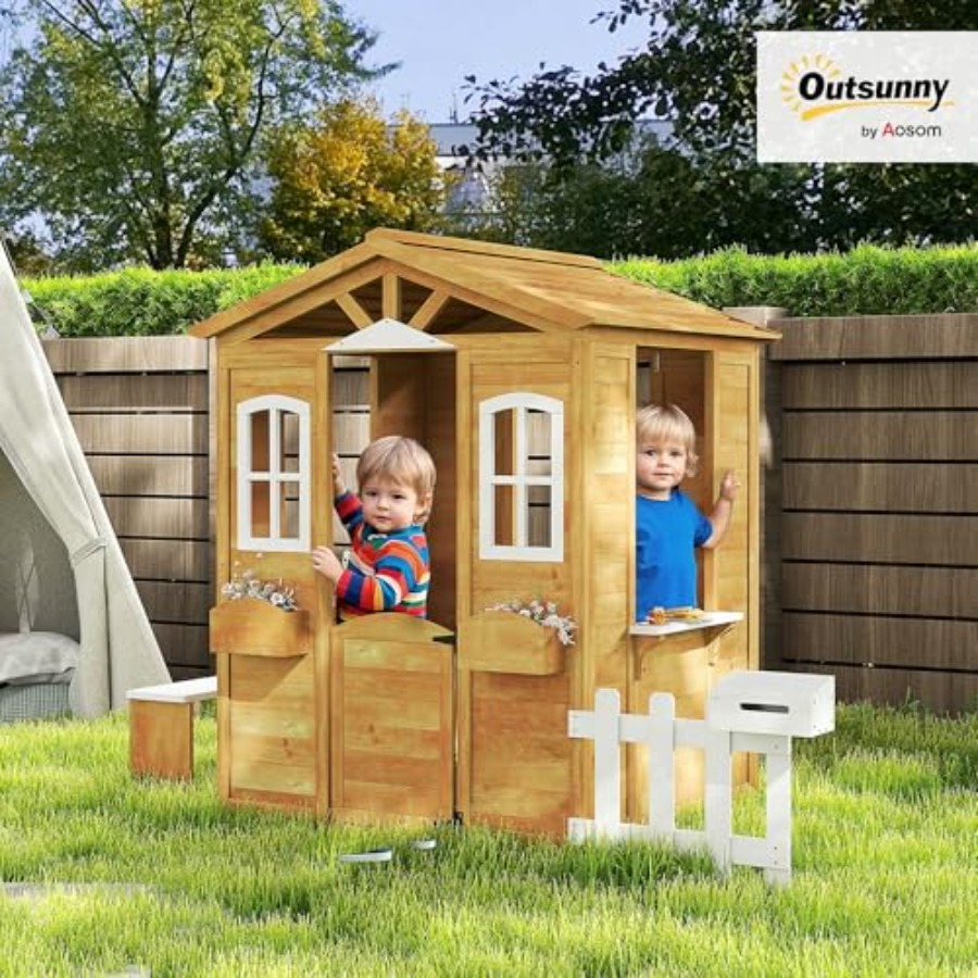 Outdoor playhouse for kids age - đánh giá và giá Kids Outdoor Wooden Playhouse